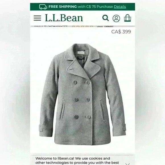 L.L. Bean | Women’s Grey Classic Lambswool Peacoat Jacket  Size 2X - Picture 2 of 14